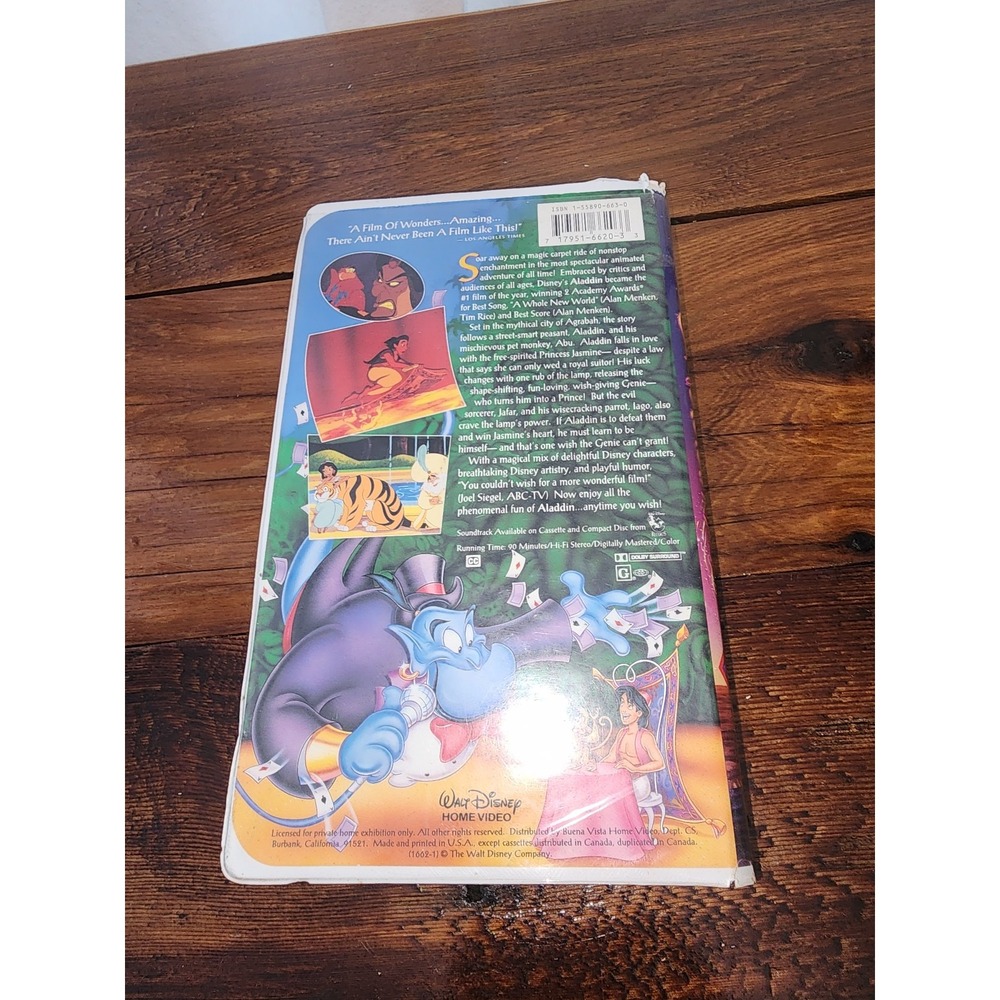 Aladdin Walt Disney Black Diamond The Classics VHS‎ Movie - Picture 3 of 3